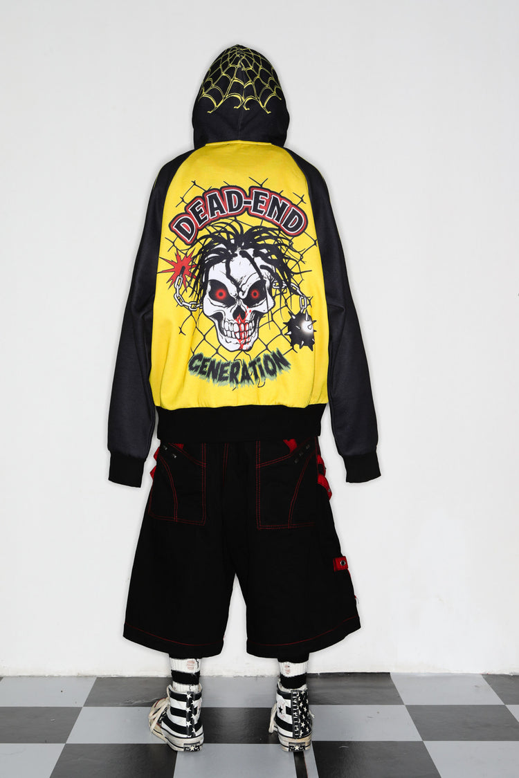 DeadEndKids Hardcore Generation skeleton zip-up hoodie — full-body back