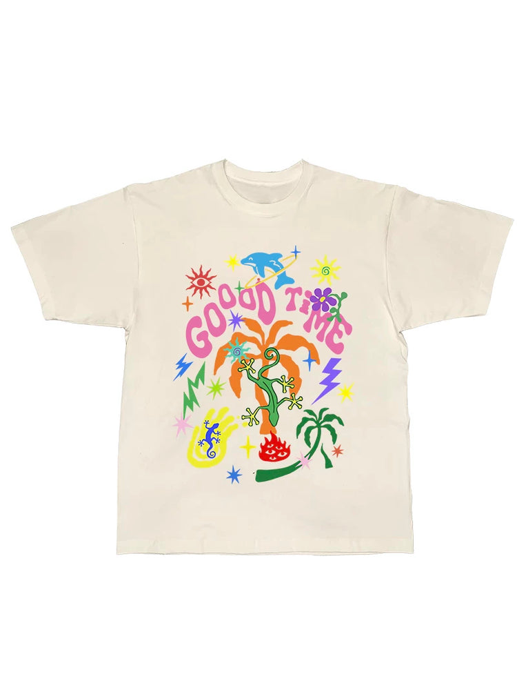 DEADENDKIDS GOOD TIMES oversized graphic tee — garment-only view