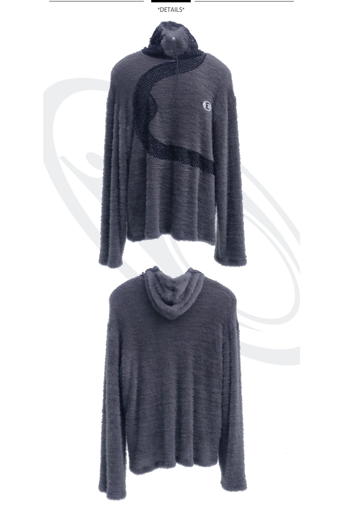 EMBRYO FUR COLLAR oversized plush sweatshirt — alternate modeled angle