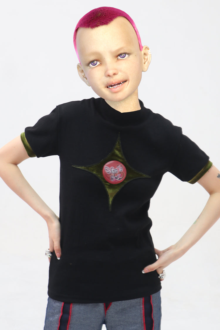 EMBRYO STARSHIFT 3D-effect fitted mock-neck tee — additional product detail view