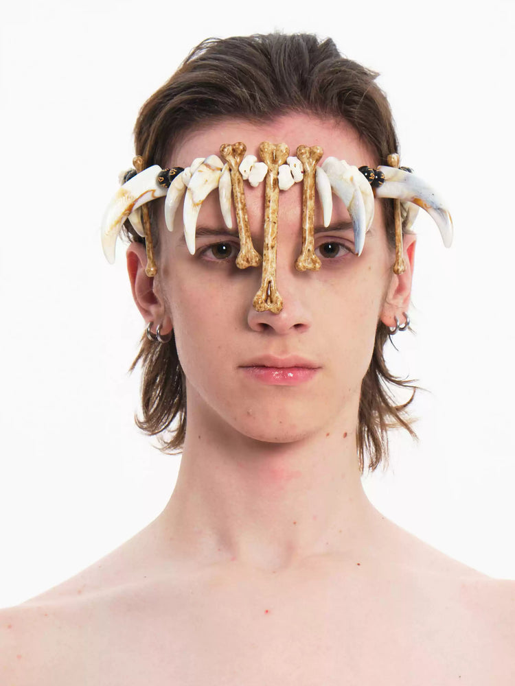 EMBRYO BONE RELIC adjustable necklace & headpiece — front product presentation
