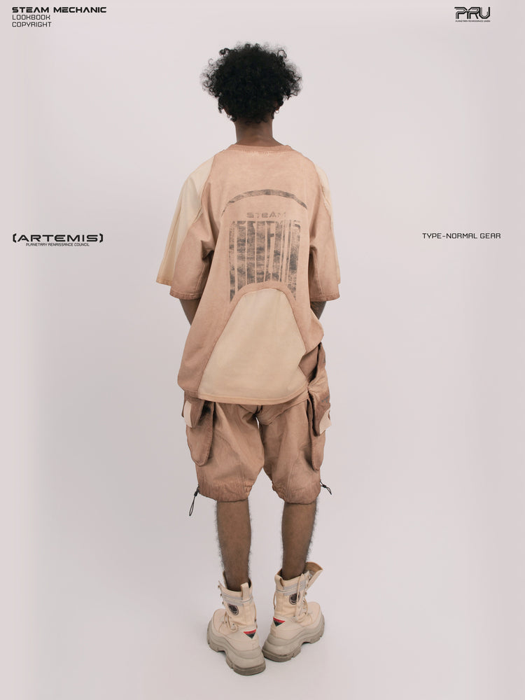 VOID soft dawn orange breathable technical tee — straight full-length rear modeled view