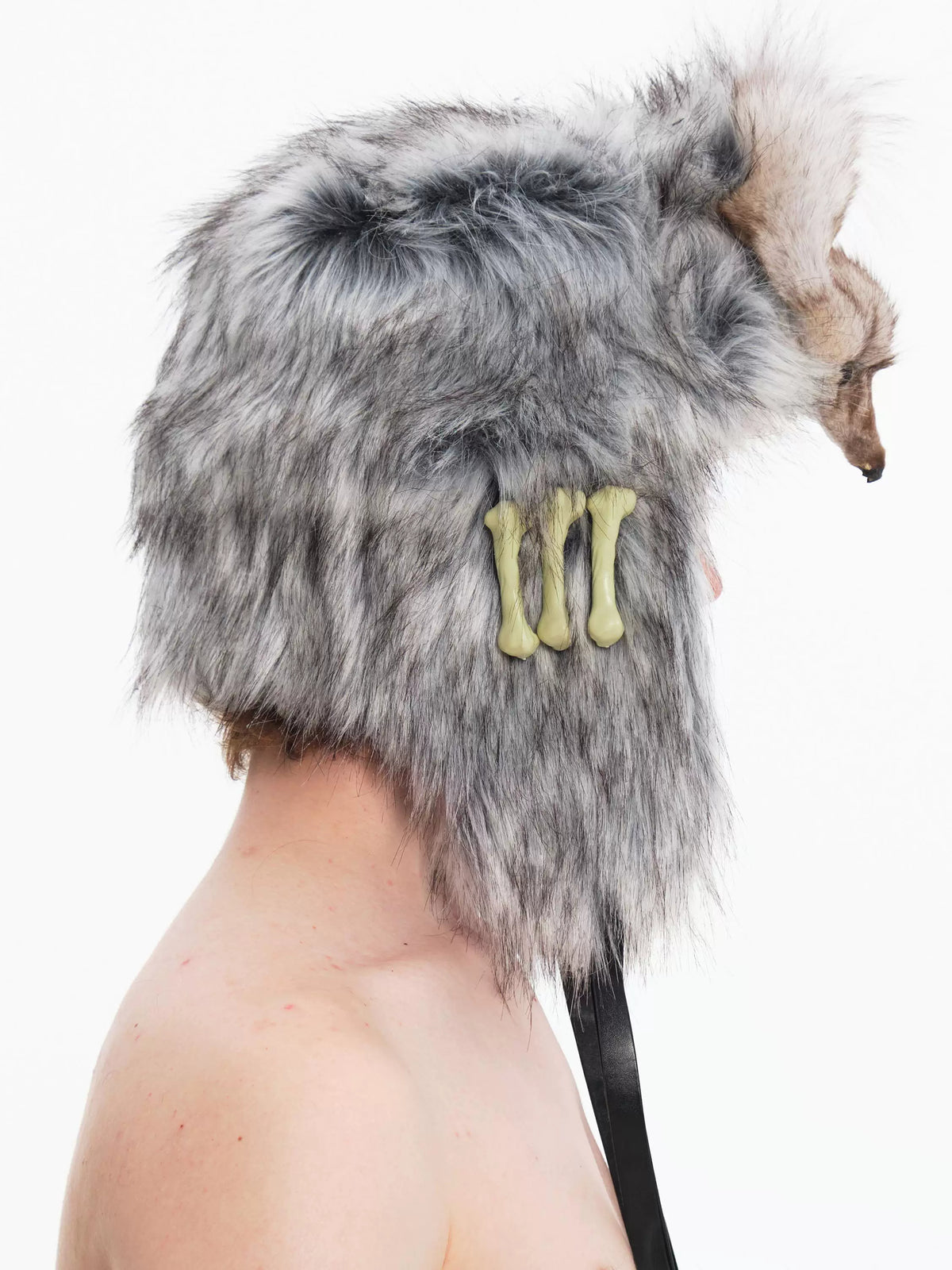 EMBRYO GRAY BEAST bone-detail faux-fur hat — alternate product presentation
