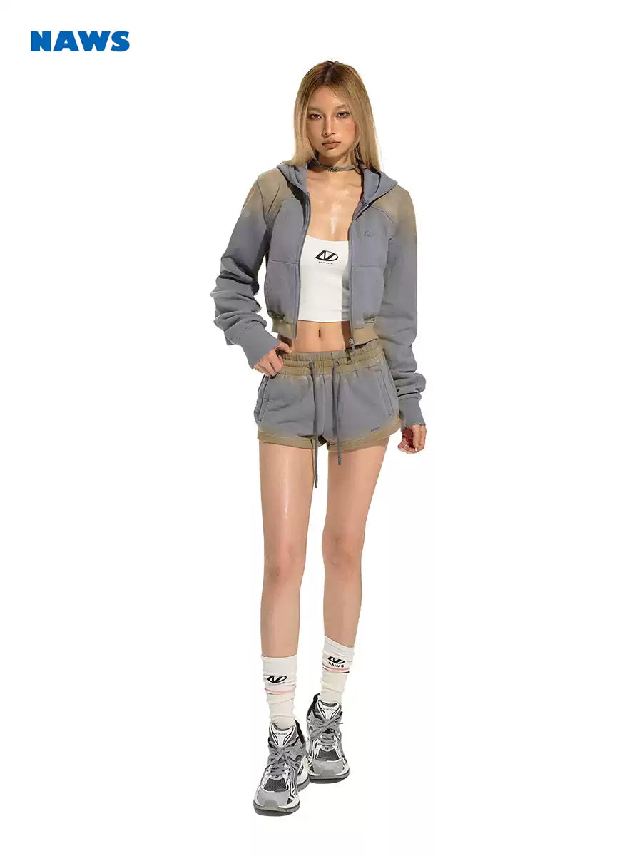 NAWS ROYAL BLUE MUD-DYED JOGGING SHORTS