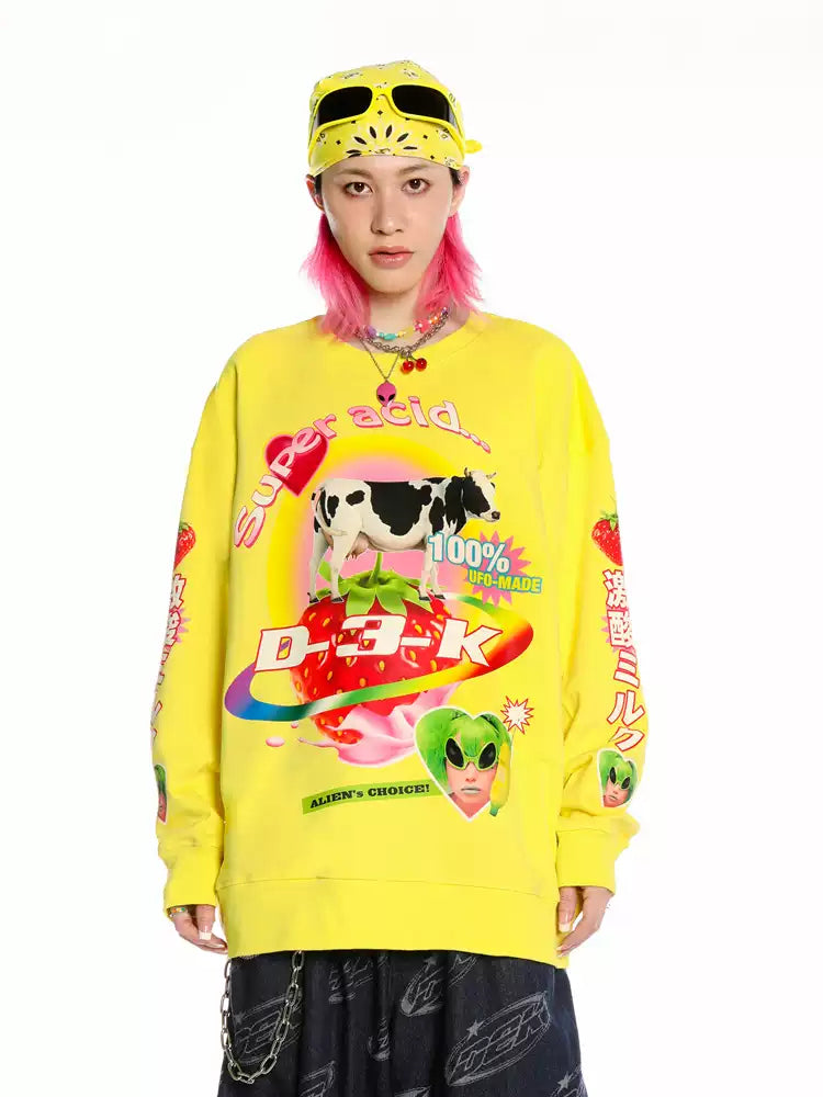 DEADENDKIDS LEMON RIOT cotton sweatshirt — alternate styled presentation