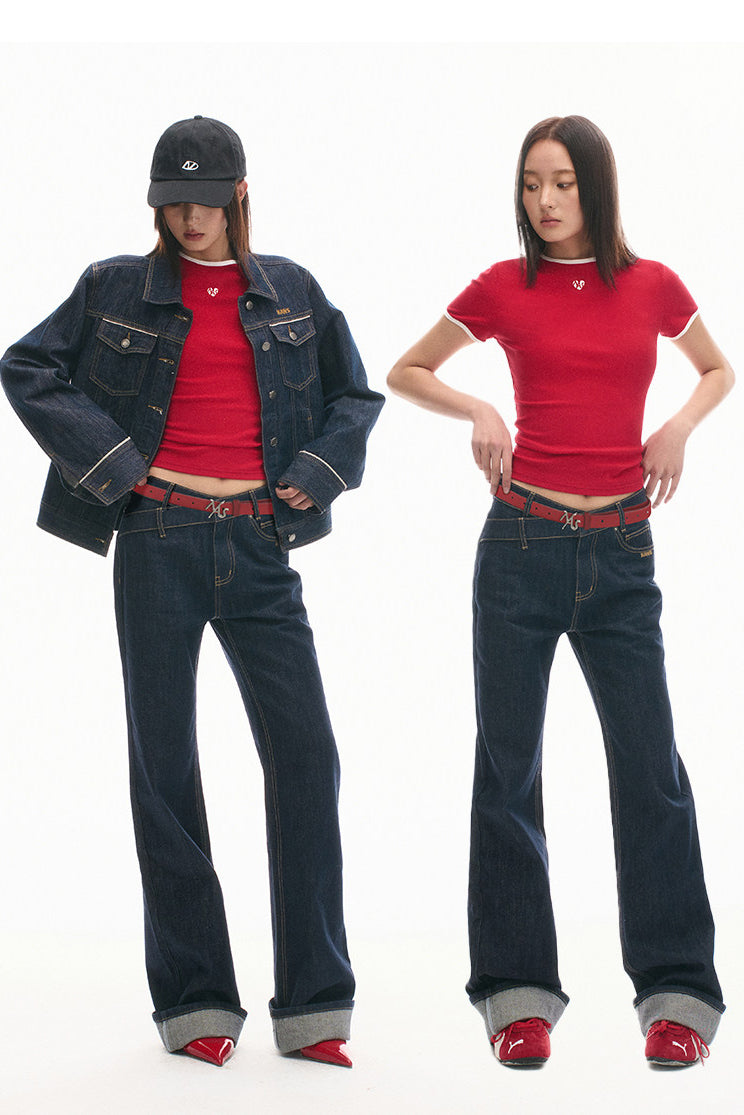 NAWS ROSE red leather belt — catalog view showing the design and silhouette
