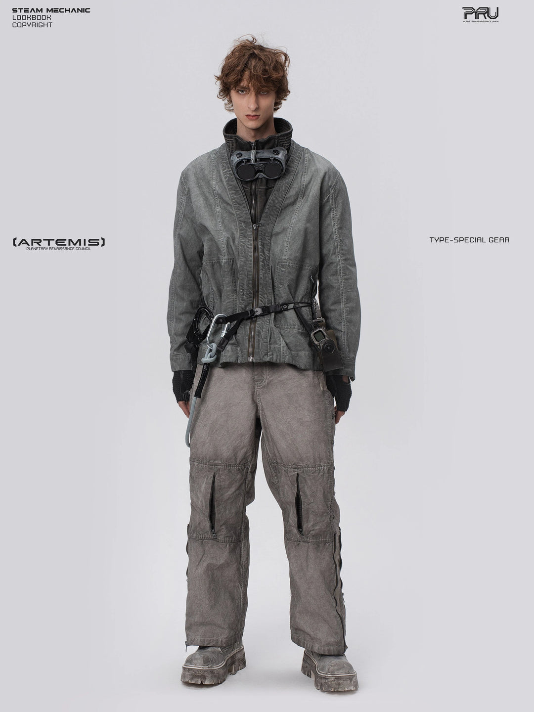 PIONEER meteor gray knee-mesh utility work pants — alternate product view