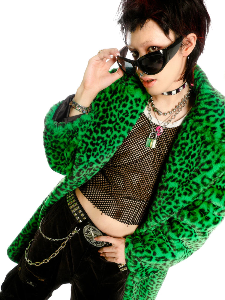 DEADENDKIDS LEOPARD RIOT long faux-fur coat & hat — alternate product presentation