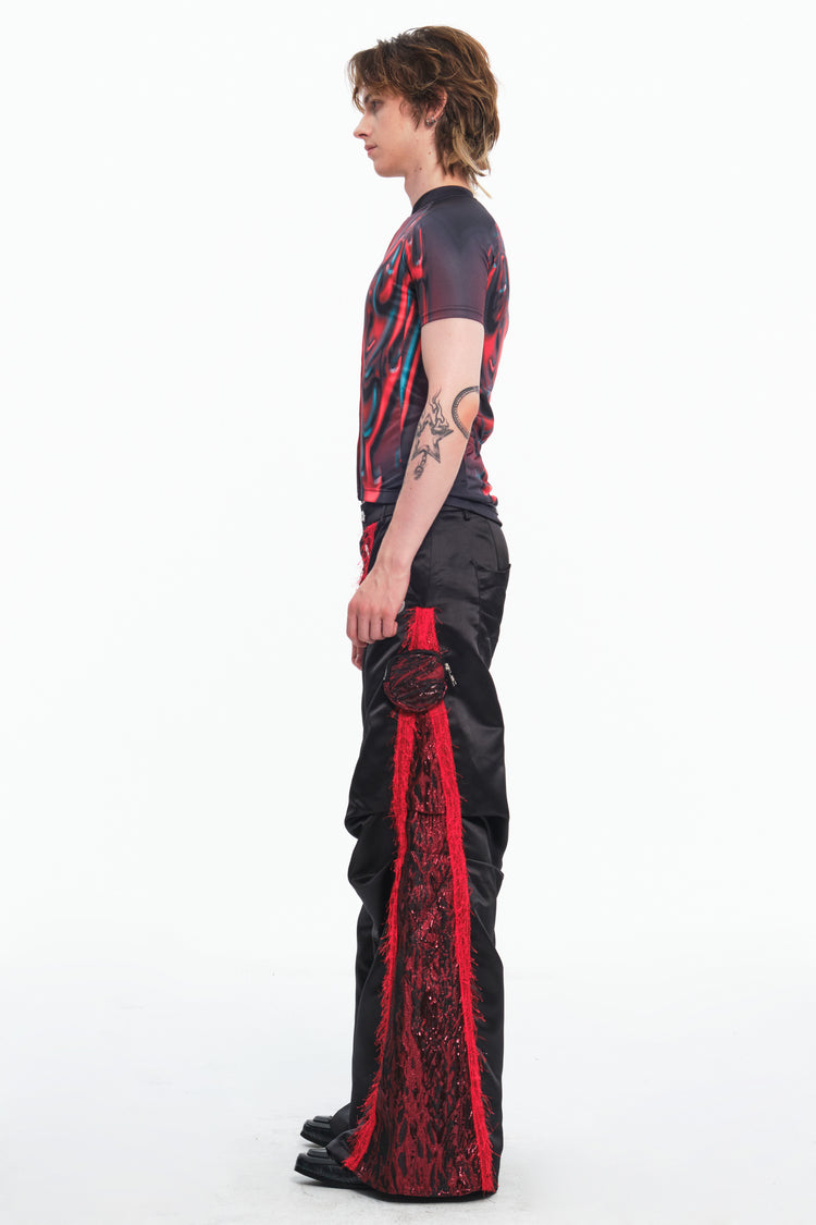 EMBRYO RED SIGNAL fitted cycling top — rear modeled view
