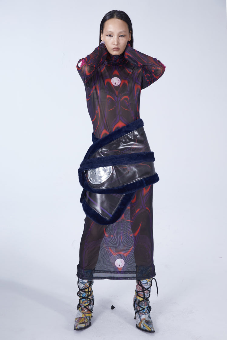 EMBRYO BODY TOTEM mesh maxi dress — material and hardware detail