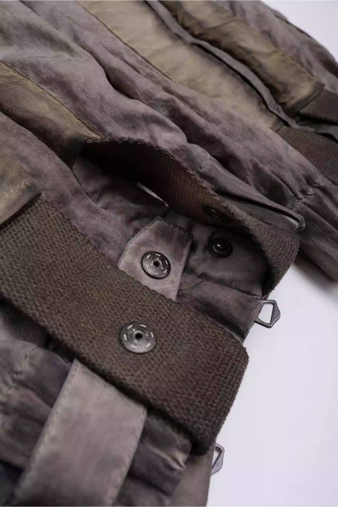 STARCORE mercury brown engineer utility pants — snap fastening and webbing cuff adjustment close-up