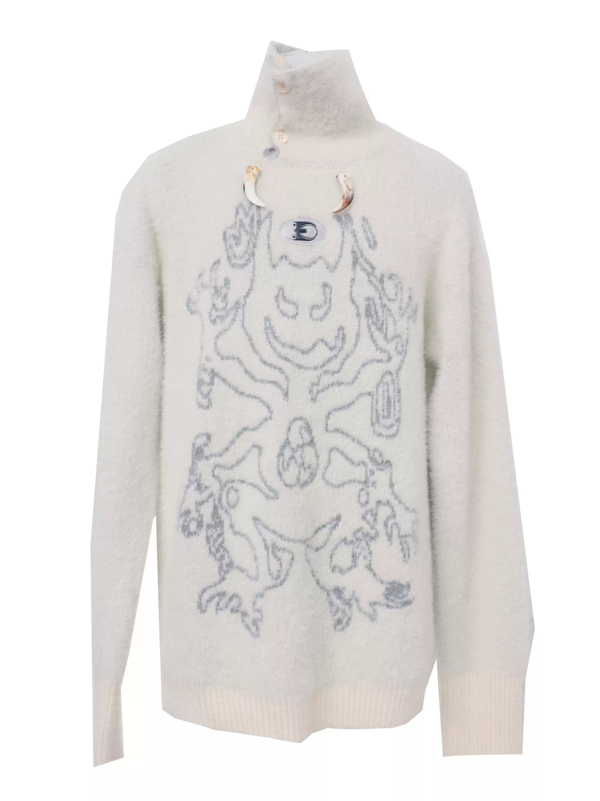 EMBRYO ANCIENT CODE printed faux-mink sweater — construction detail