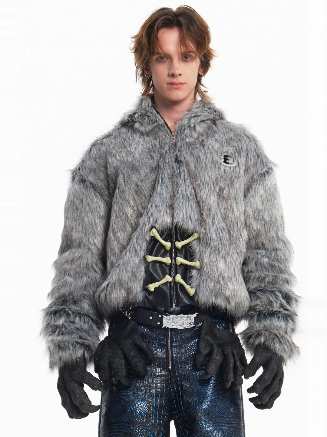 EMBRYO ANIMAL SHELL hooded faux-fur jacket — alternate product presentation