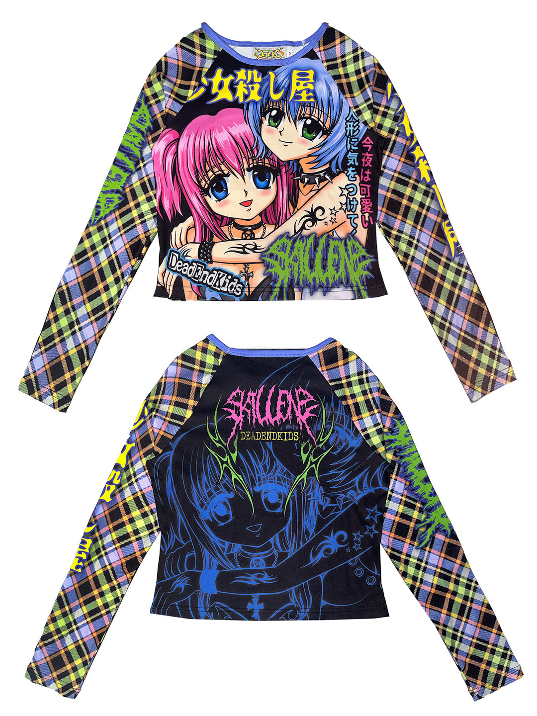 DEADENDKIDS GIRL KILLER cropped graphic top — garment-only view