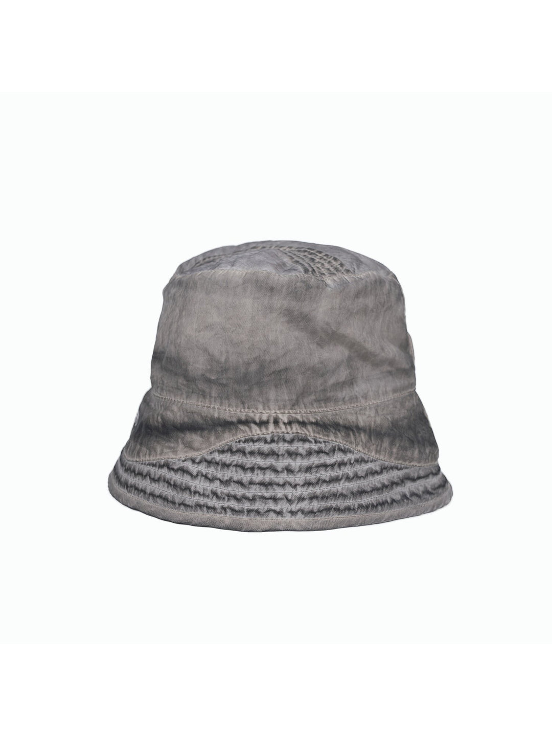PIONEER distressed nylon bucket hat in moon dust gray — back garment-only view