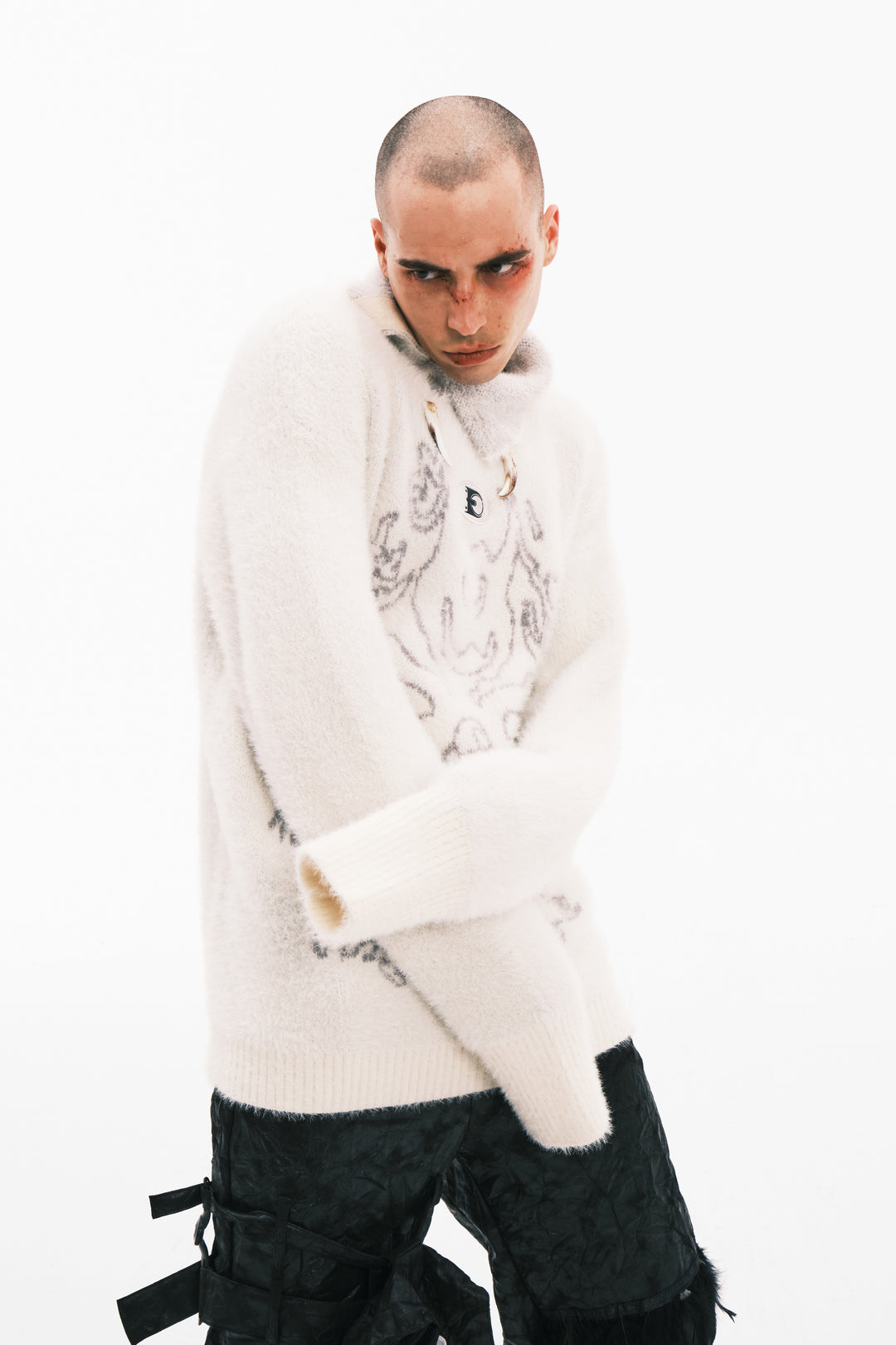 EMBRYO ANCIENT CODE printed faux-mink sweater — additional product detail view