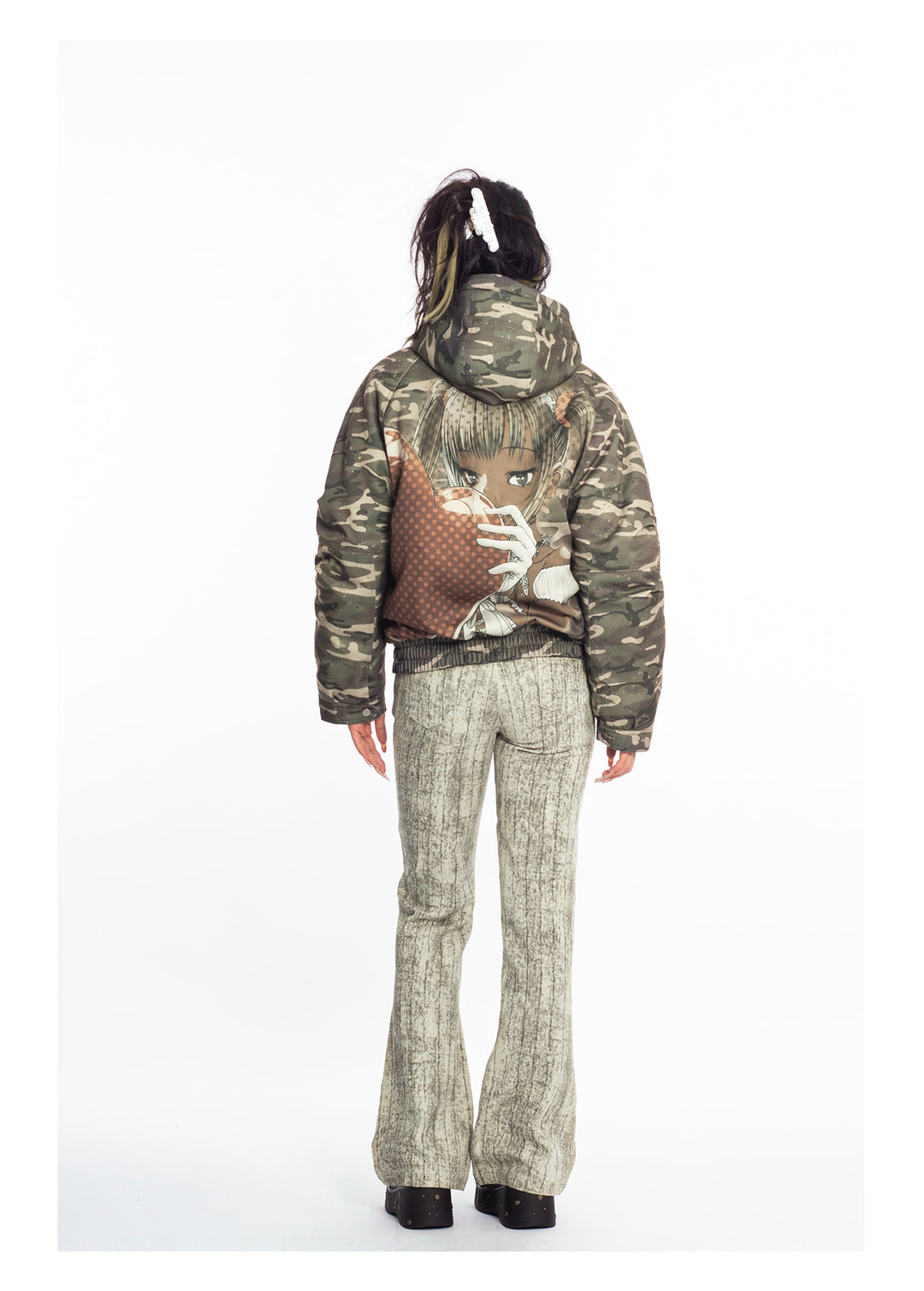 4RE1GN Camouflage Heart Hooded Puffer Jacket