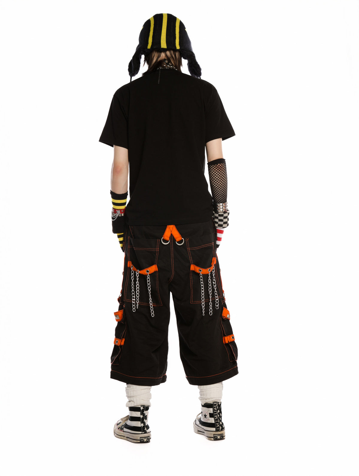 DeadEndKids PunkHub black graphic T-shirt — full-length back view