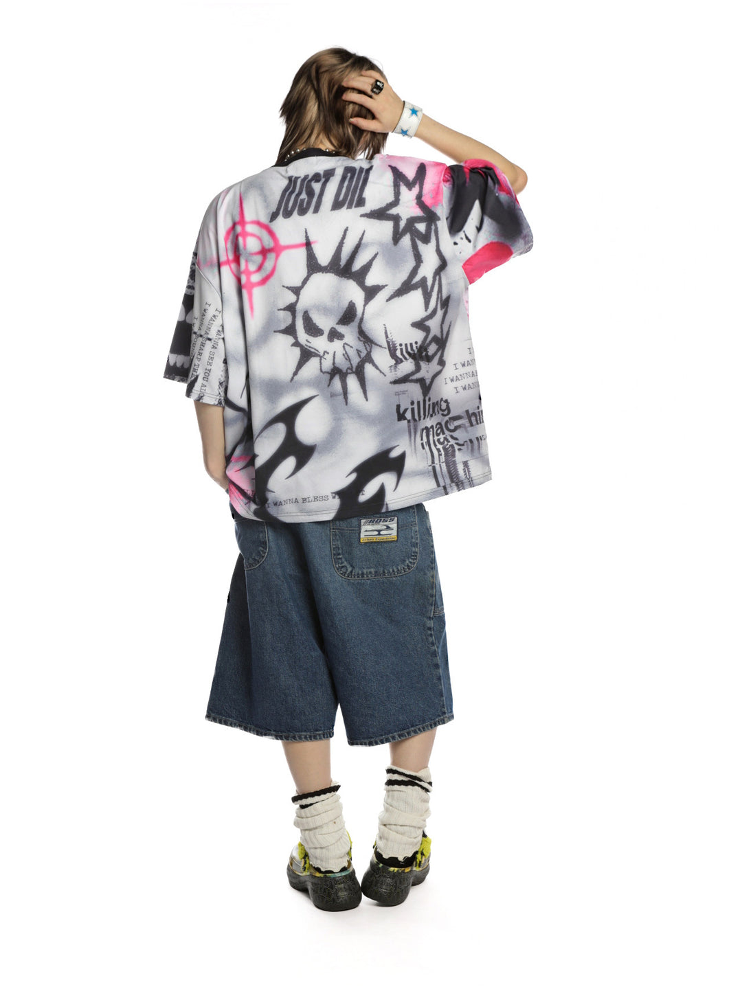 DEADENDKIDS BEAST RIOT oversized graphic tee — side or detail presentation