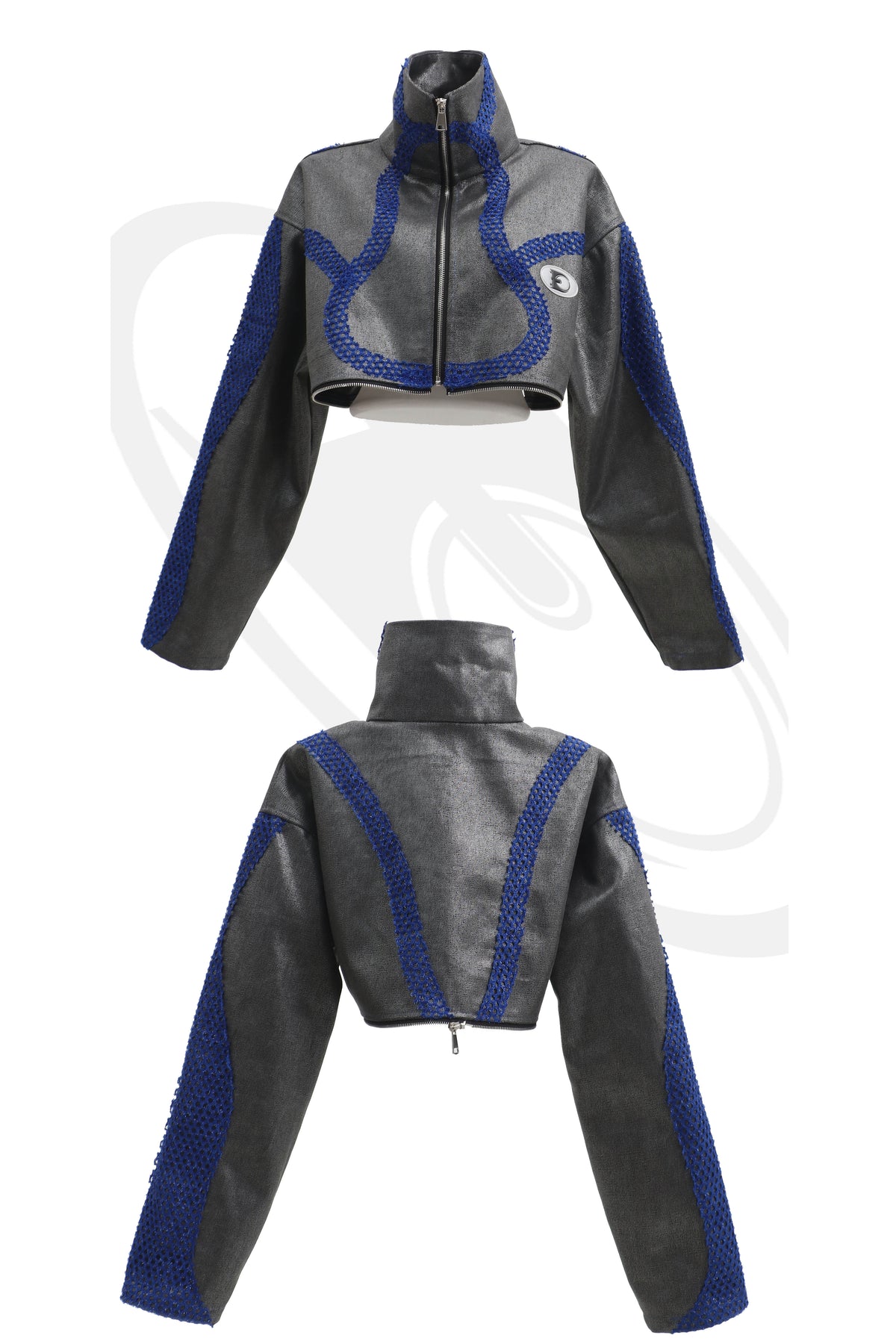 EMBRYO METAL SHELL convertible canvas jacket — alternate modeled angle