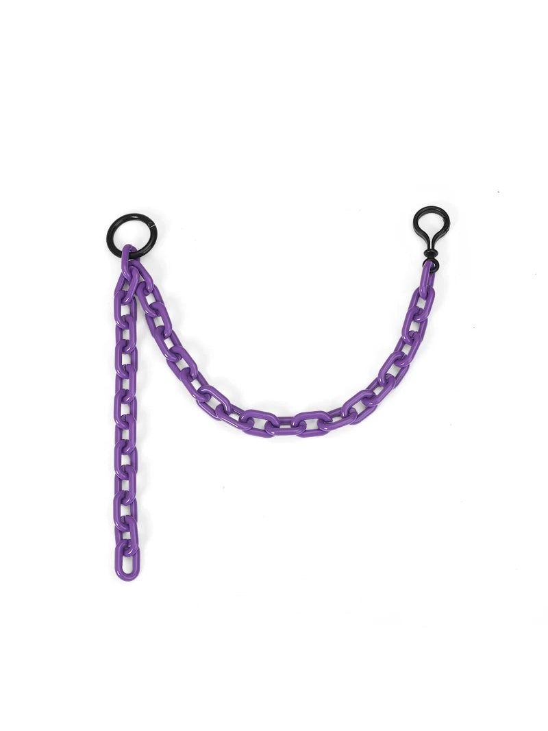 OFF-LABEL purple detachable decorative chain with black attachment clips, chain-only option without bag