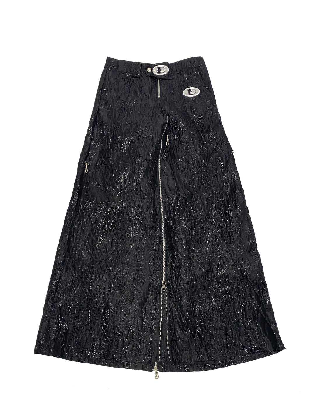 EMBRYO VENOM SHELL convertible zip skirt-pants — full-length modeled view