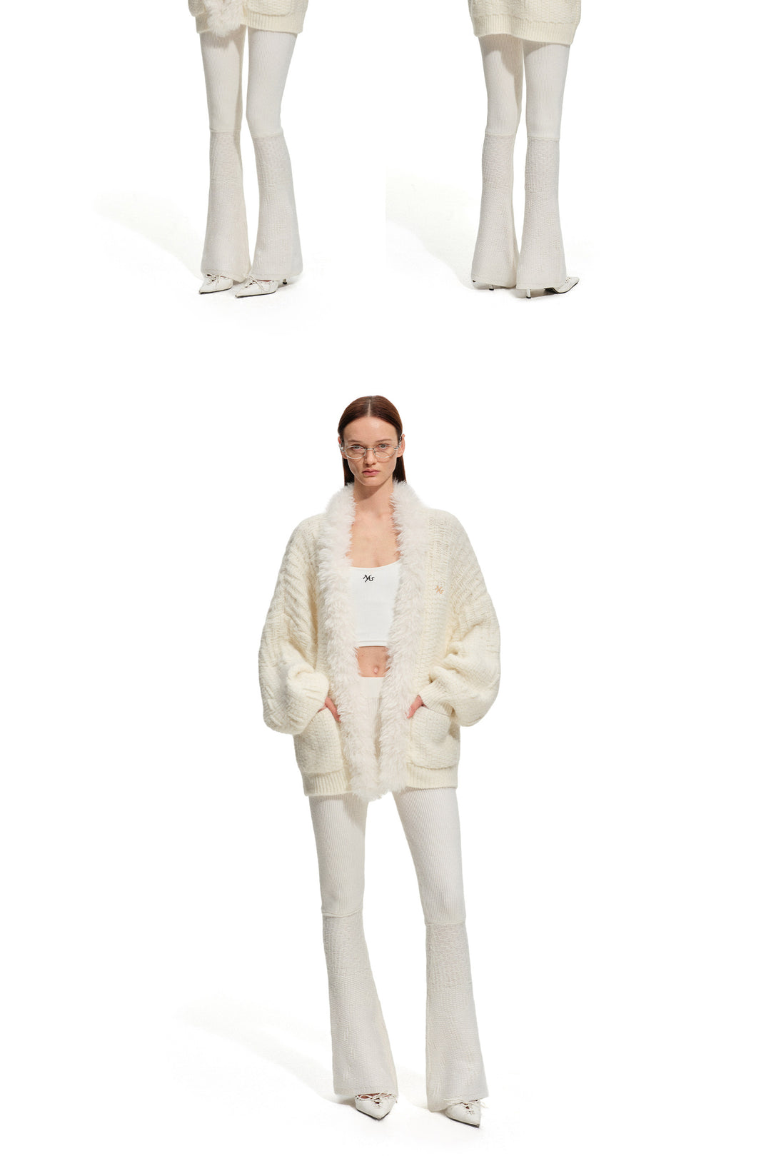 NAWS ARCTIC ribbed wool-blend flare pants — product detail view showing texture and hardware