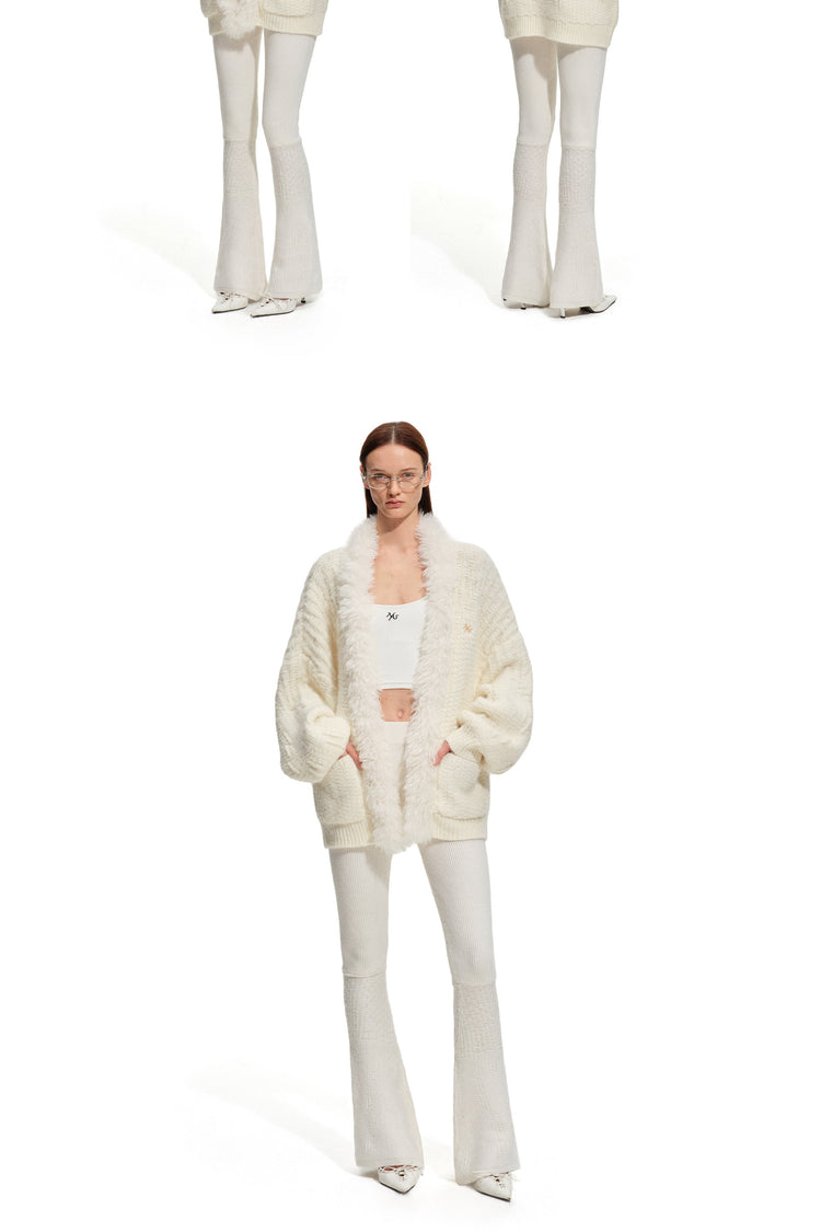 NAWS ARCTIC ribbed wool-blend flare pants — product detail view showing texture and hardware