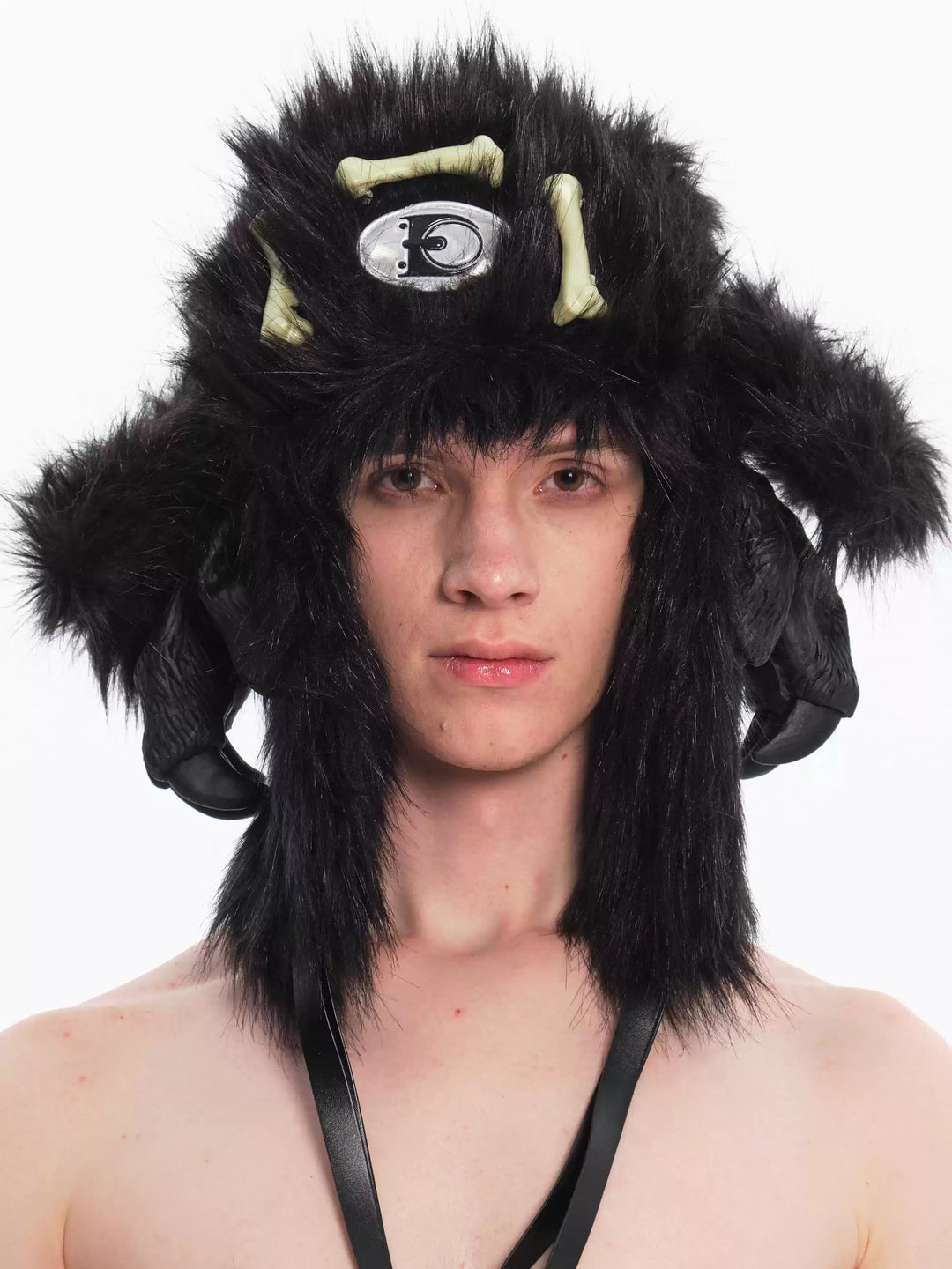 EMBRYO BLACK BEAST bone-detail faux-fur hat — alternate product presentation
