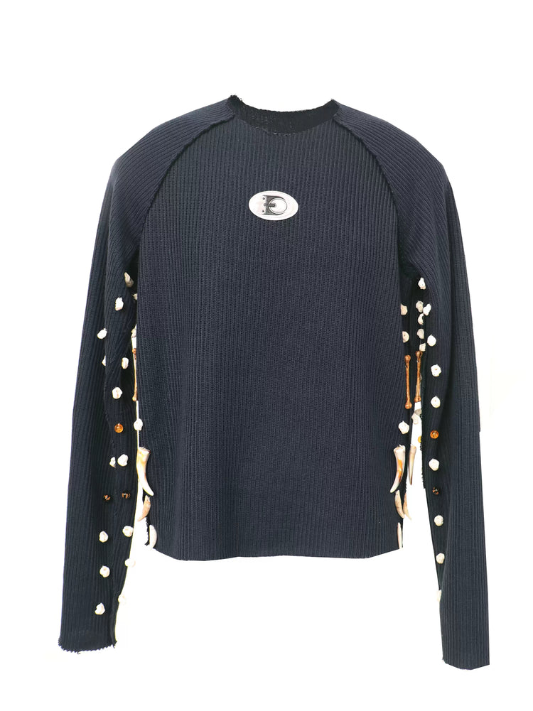 EMBRYO BONEWORK hand-knit sweater — construction detail