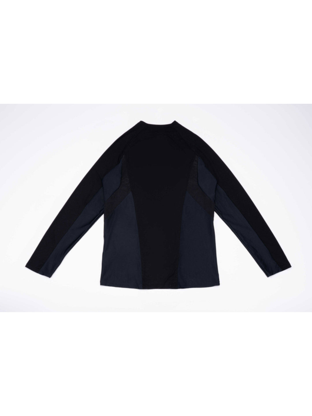 ARTEMIS stardust black stretch technical base-layer top — stardust black back flat lay with extended sleeves