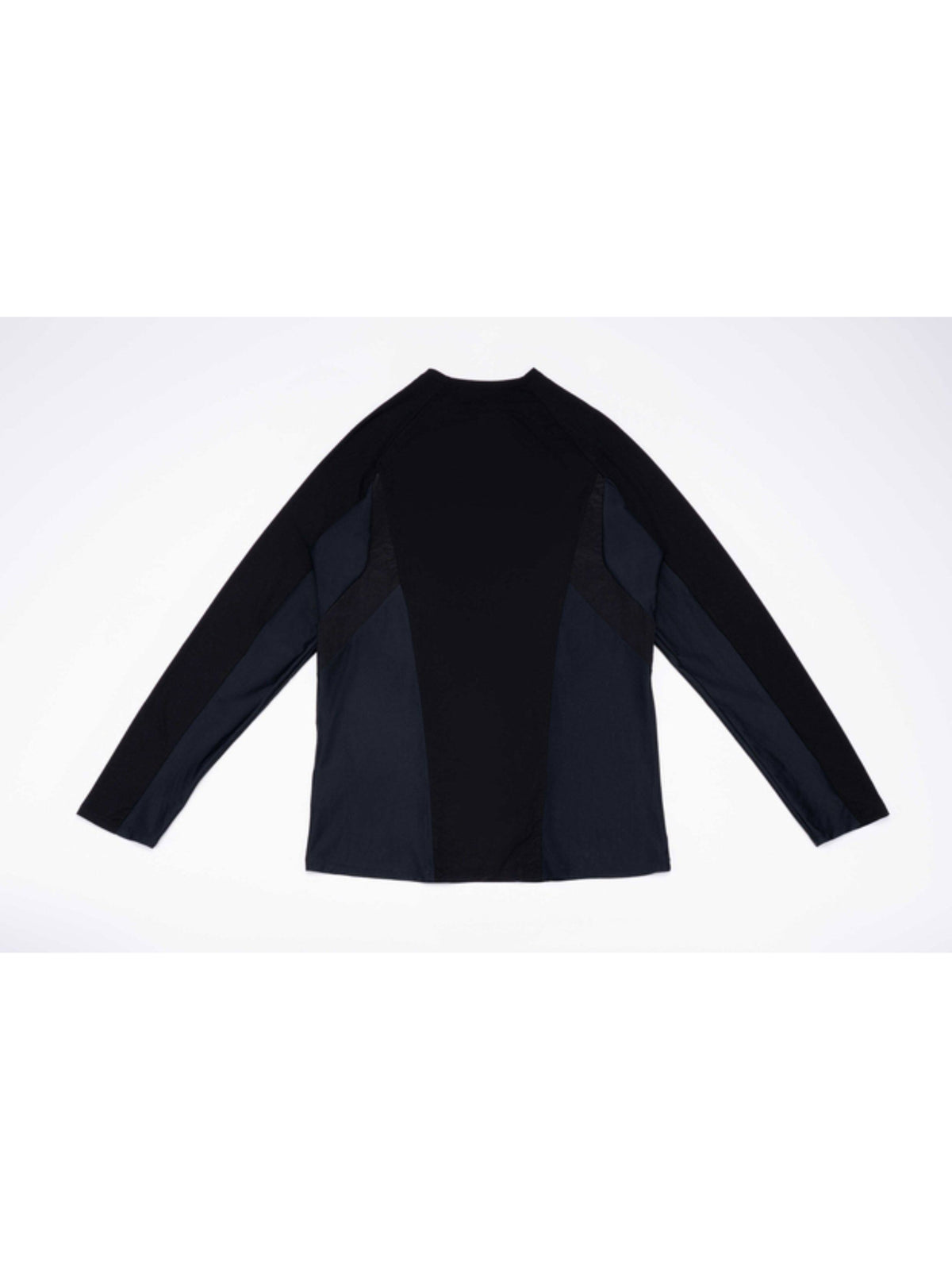 ARTEMIS stardust black stretch technical base-layer top — stardust black back flat lay with extended sleeves