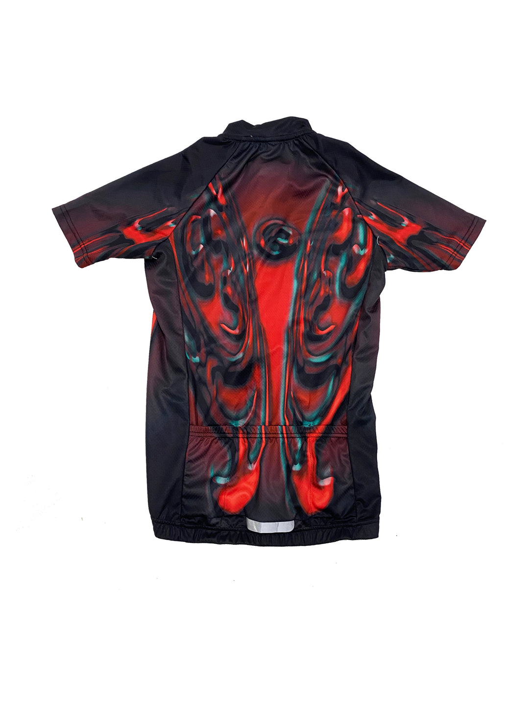 EMBRYO RED SIGNAL fitted cycling top — material and hardware detail