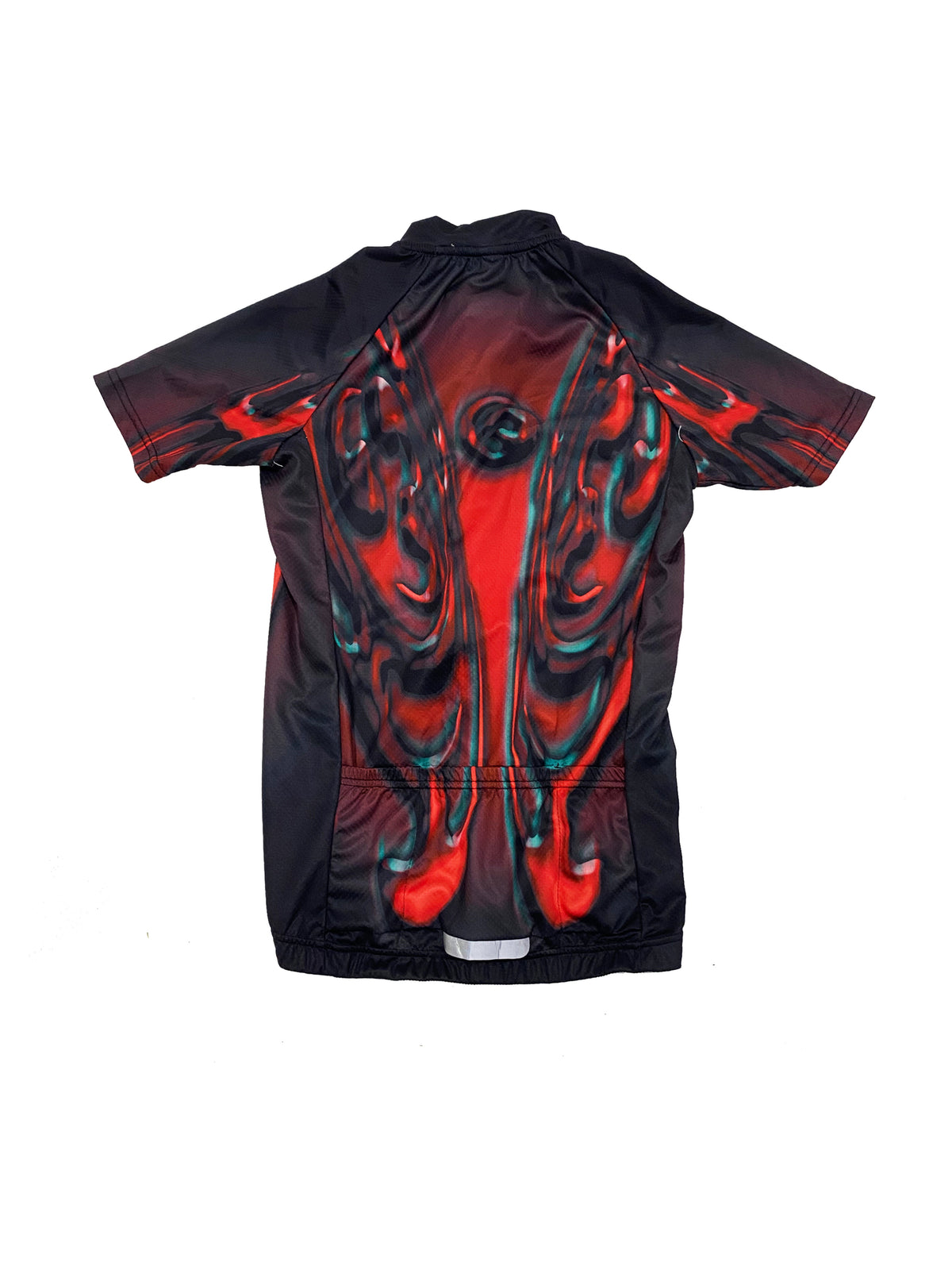 EMBRYO RED SIGNAL fitted cycling top — material and hardware detail