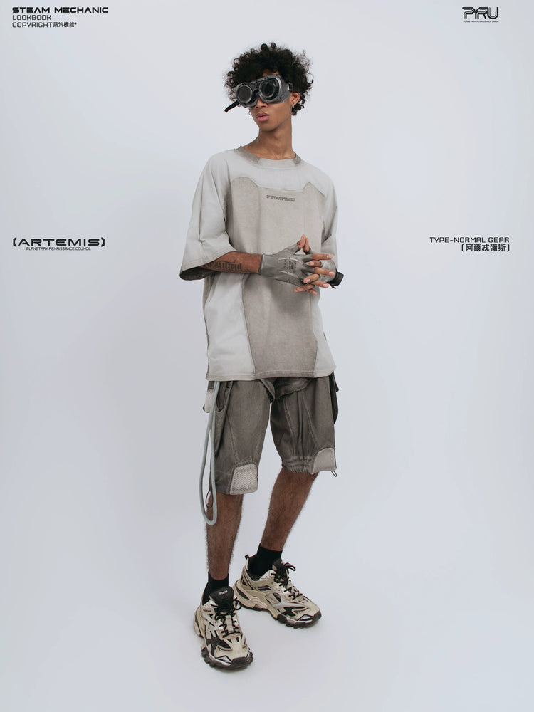 STARCORE moonbeam white velcro mesh tee — rear modeled view