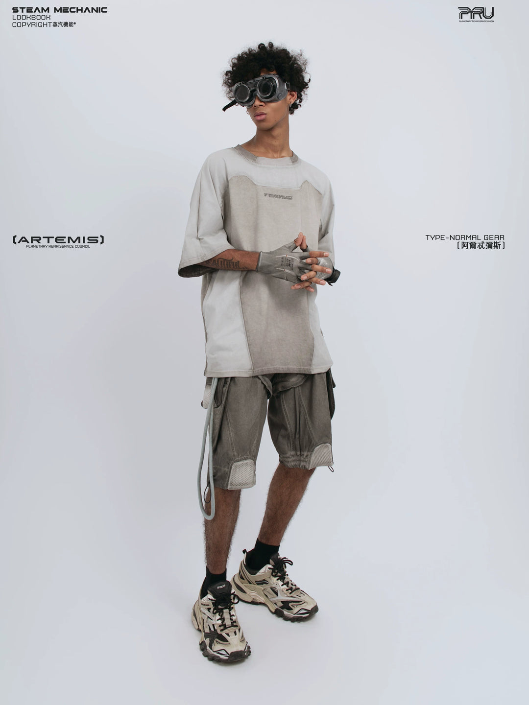STARCORE moonbeam white velcro mesh tee — rear modeled view