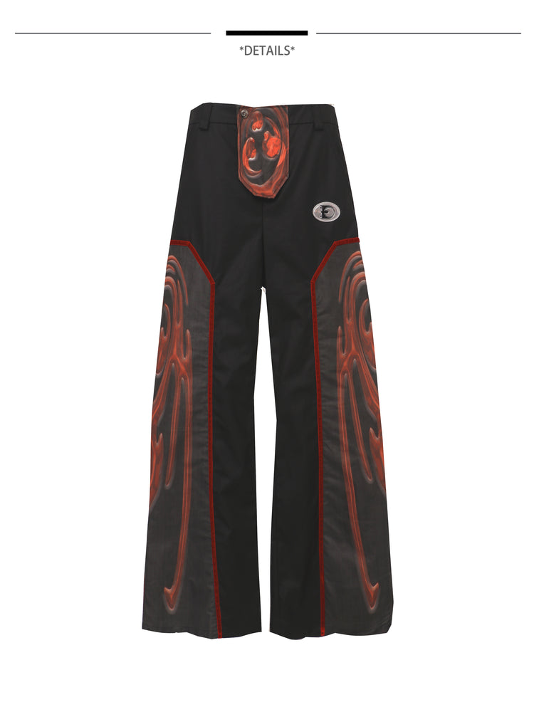 EMBRYO RED TOTEM coated wide-leg pants — material and hardware detail
