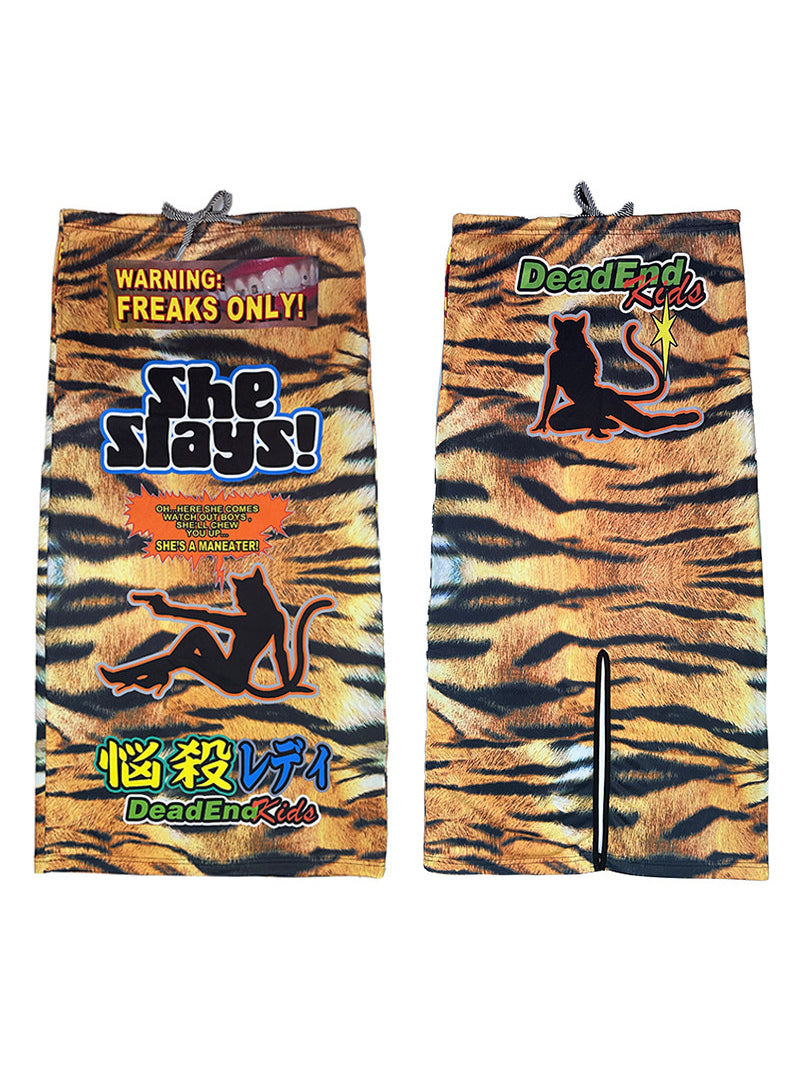 DEADENDKIDS TIGER RIOT graphic maxi skirt — alternate modeled angle