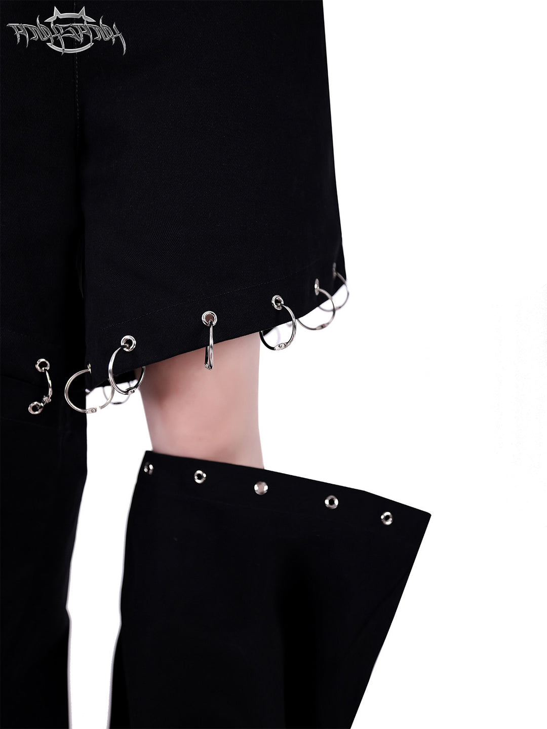 PINKSPINK ELECTRIC MOON double-waist detachable straight-leg pants — alternate modeled styling view