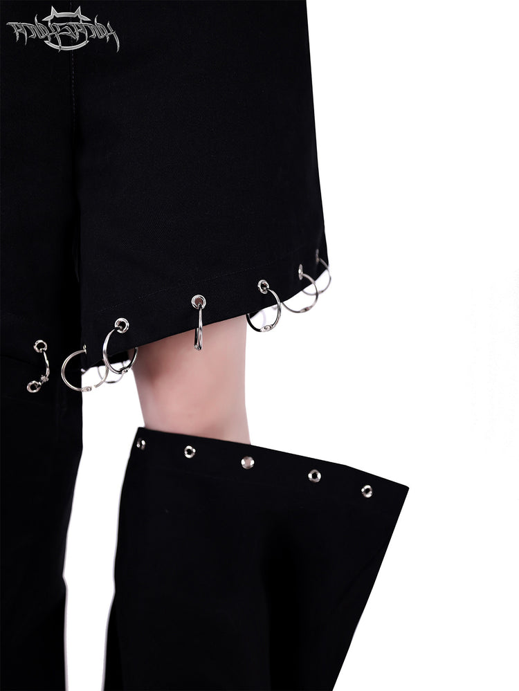 PINKSPINK ELECTRIC MOON double-waist detachable straight-leg pants — alternate modeled styling view