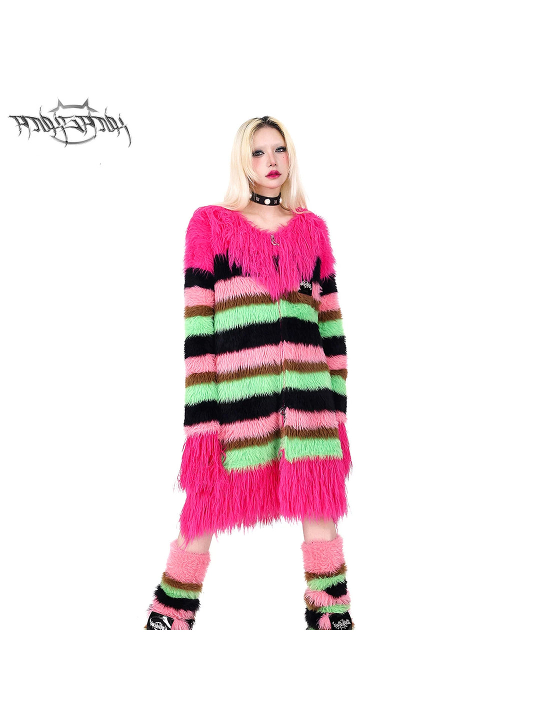 PINKSPINK FUTURE COLOR striped zip cardigan — cleaned hero collage showing the complete design