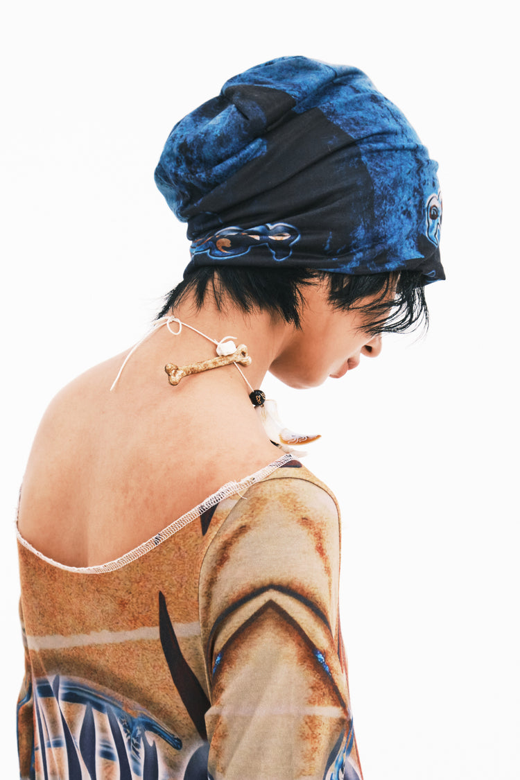 EMBRYO ANCIENT CODE graphic slouch beanie — alternate modeled angle