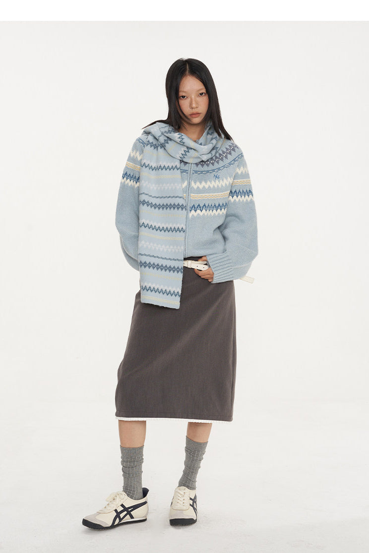 NAWS FAIR ISLE wool-alpaca cardigan — product detail view showing texture and hardware