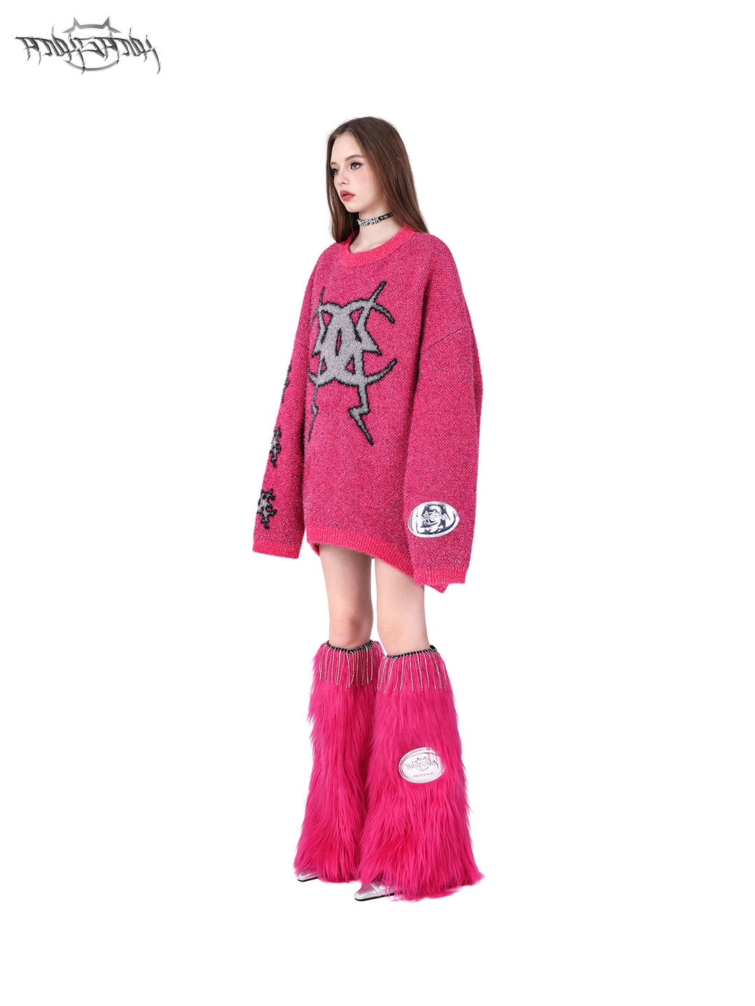 PINKSPINK ELECTRIC MOON CRYSTAL WOOL Y2K KNIT SWEATER