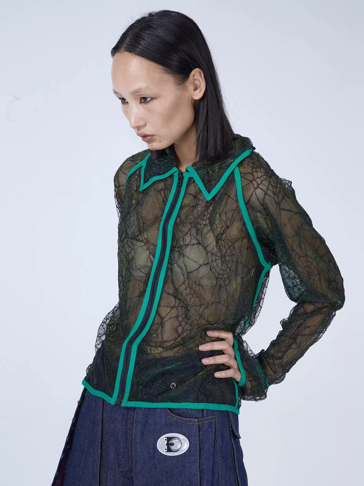 EMBRYO SPIDERWEB tearaway sheer shirt — front product presentation