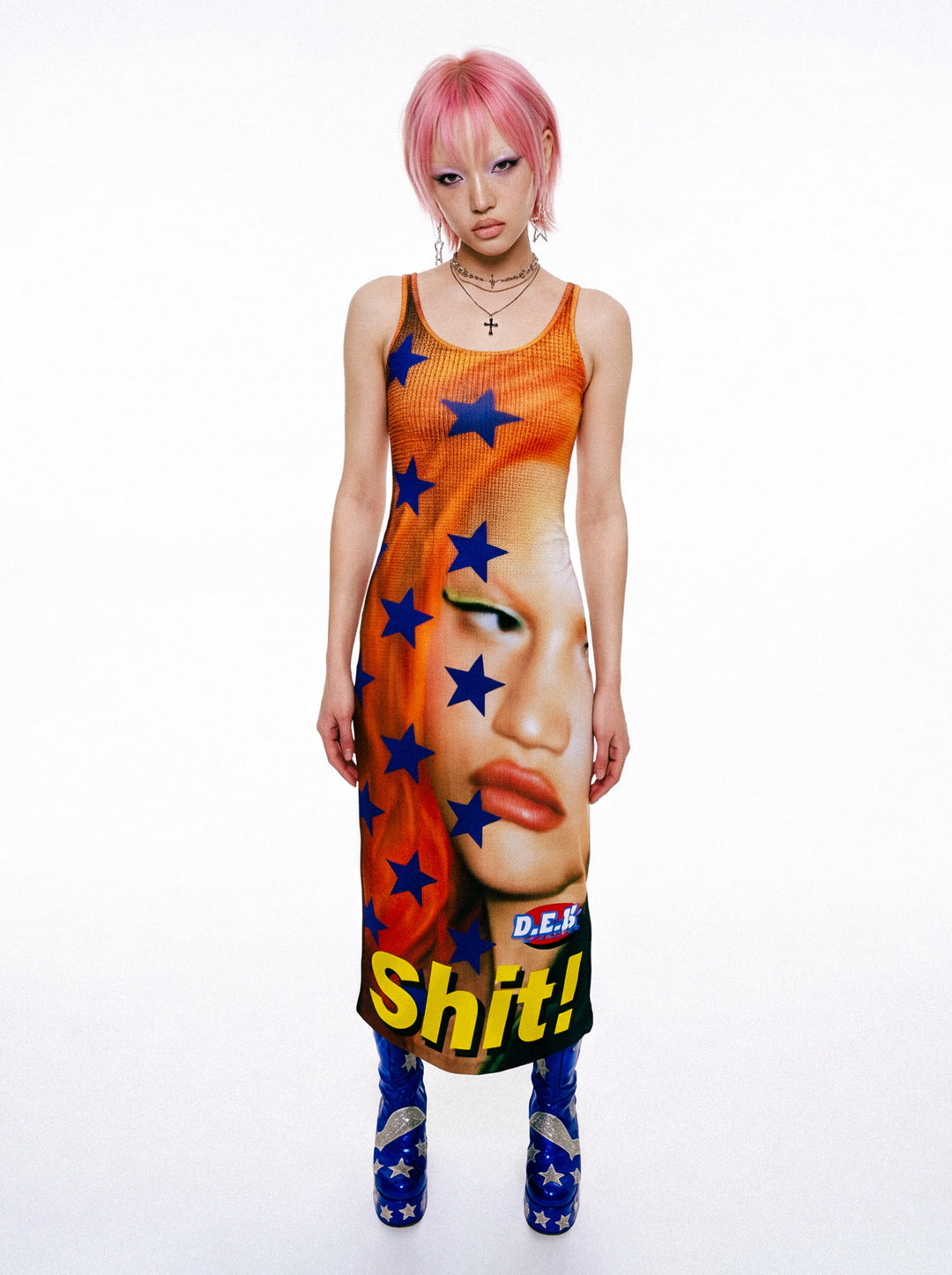 DEADENDKIDS SHIT STAR fitted tank maxi dress — garment-only view