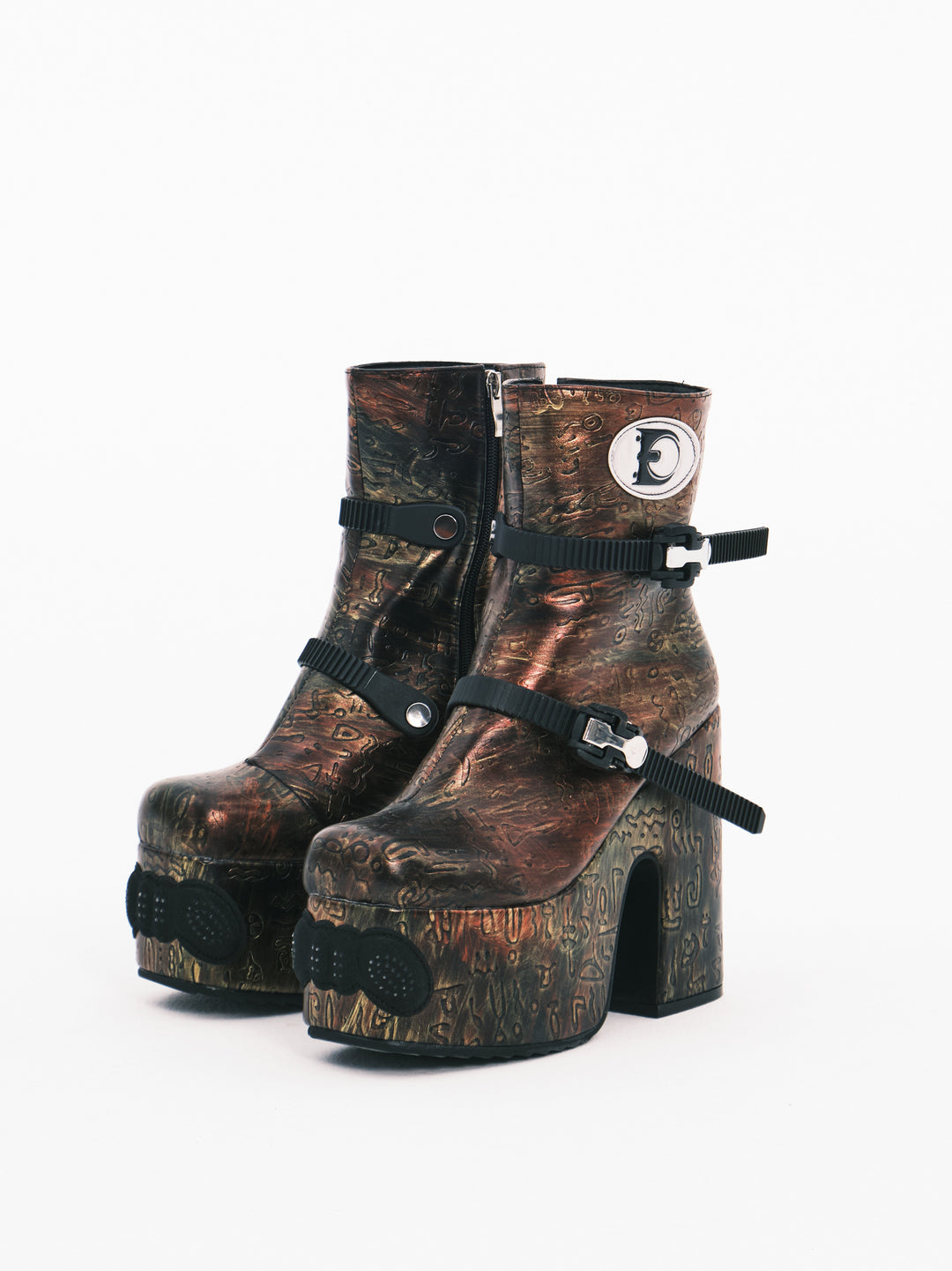 EMBRYO ORACLE high-heeled platform boots — front product presentation