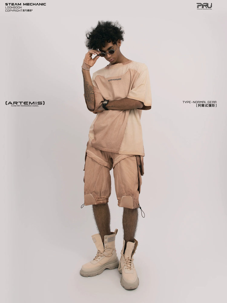 VOID soft dawn orange breathable technical tee — construction detail