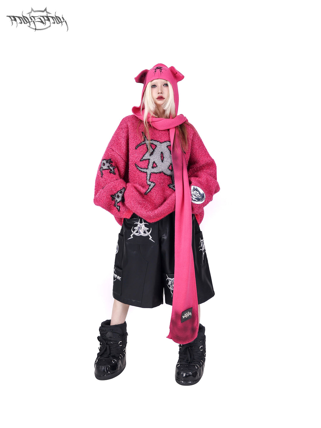 PINKSPINK ELECTRIC MOON CRYSTAL WOOL Y2K KNIT SWEATER