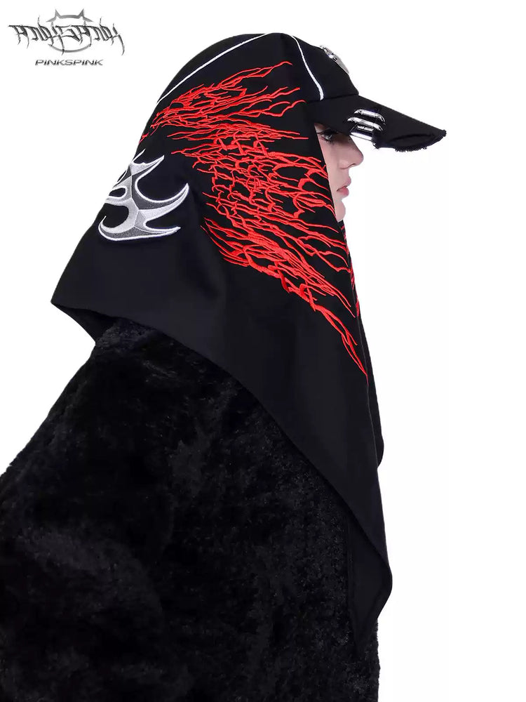 PINKSPINK ELECTRIC MOON embroidered bandana baseball cap — alternate modeled view showing the silhouette